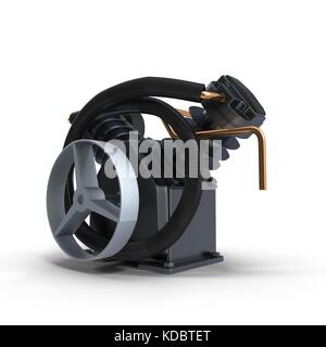 Twin Cylinder Air Compressor Pump on white Stock Photo