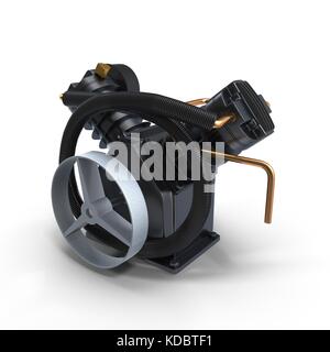 Twin Cylinder Air Compressor Pump on white Stock Photo