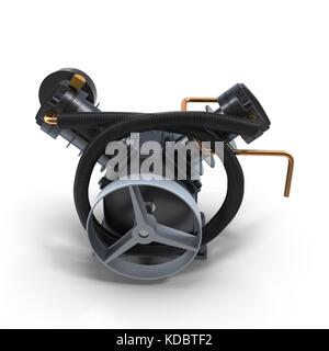 Twin Cylinder Air Compressor Pump on white Stock Photo