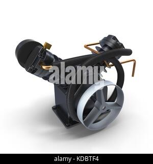 Twin Cylinder Air Compressor Pump on white Stock Photo