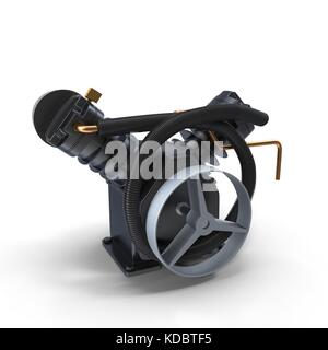 Twin Cylinder Air Compressor Pump on white Stock Photo