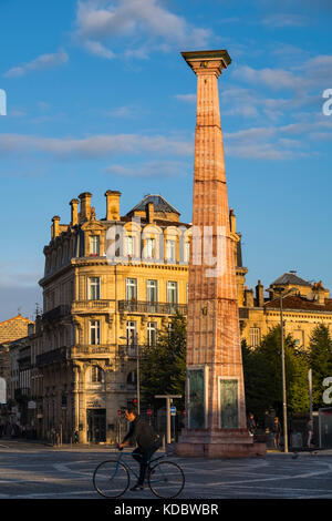 Obelisk on Place de la Victoire square, Bordeaux. Aquitaine Region, Gironde Department. France Europe Stock Photo