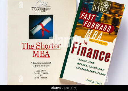 The Shorter MBA a practical approach to business skills and The Fast Forward MBA in Finance books set on white background Stock Photo