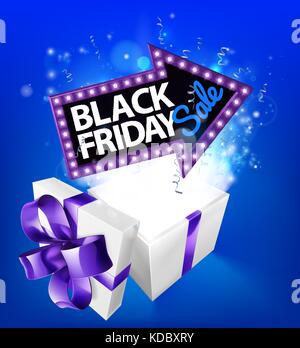 Black Friday Sale Gift Box Sign Stock Vector