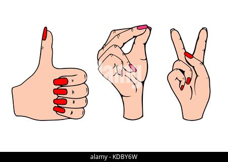 Female hands symbolizing: click well and win. Vector illustration isolated on white background. Stock Vector