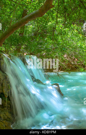 Waterfall near the Havasu Falls Trail in the Havaspai Indian Reservation. Located within the Grand Canyon. Stock Photo