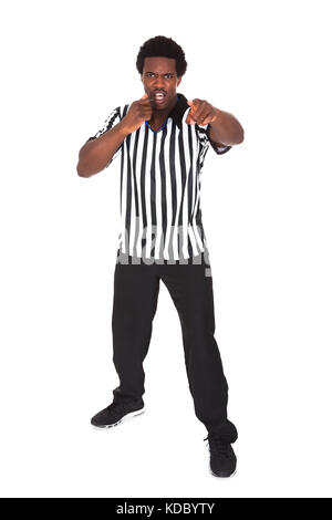 Portrait Of African Referee Isolated Over White Background Stock Photo