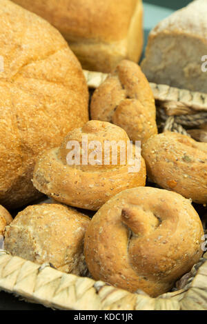 Bread - a variety of different bread loaves, small and large, UK Stock Photo