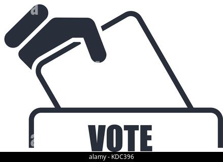 Hand with voting bulletin icon - election box Stock Vector