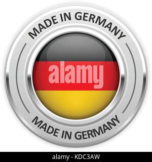 Silver medal Made in Germany with flag Stock Vector