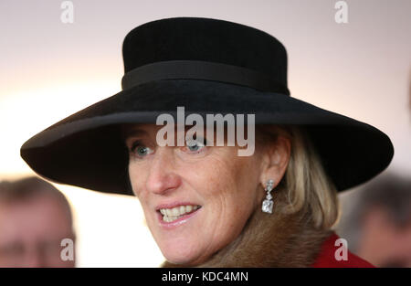 Princess Astrid of Belgium speaks to guests as she attends a reception at the New Zealand national commemoration for the Battle of Passchendaele at Tyne Cot Cemetery, Belgium. Stock Photo