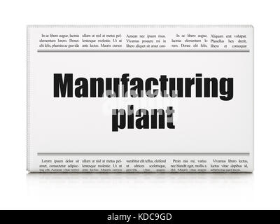 Manufacuring concept: newspaper headline Manufacturing Plant Stock Photo