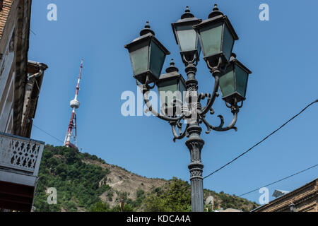 View towards the Funicular Complex and TV Tower, Tbilisi, Georgia, Eastern Europe. Stock Photo