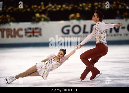 Gordeeva & Grinkov (URS) competing at the 1989 World Championships. Stock Photo