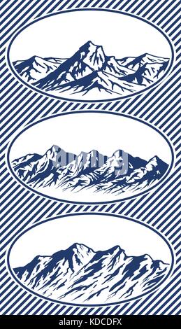 Set of mountain range silhouettes Stock Vector