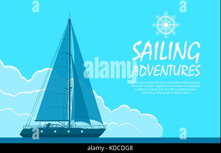 Blue sailing yacht Stock Vector