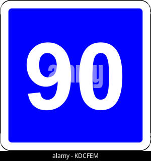 Road sign with suggested speed of 90 km/h Stock Photo