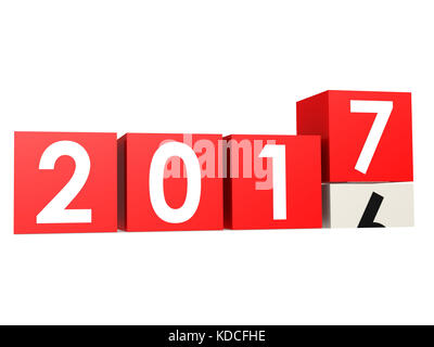 Year 2017 is coming on white, 3D rendering Stock Photo