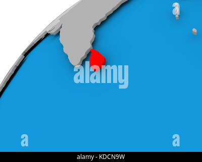 Sri Lanka on simple political globe with visible country borders. 3D illustration. Stock Photo