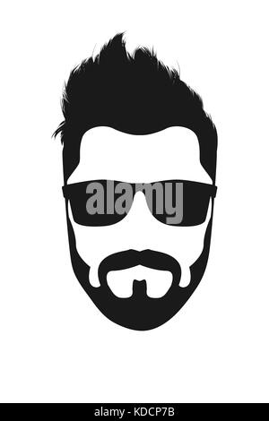 Isolated face with mustache and beard vector logo set. Men barber Stock ...