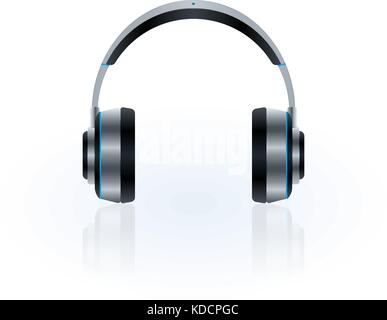 Metallic headphones icon design. Vector illustration template. Stock Vector
