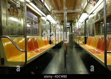 New York City Manhattan Subway USA seat . Stock Photo