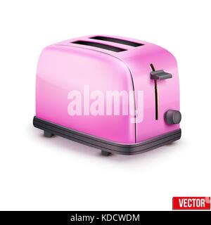 Bright pink toaster. Vector isolated on white background Stock Vector