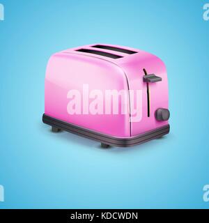 Bright pink toaster. Vector on blue background Stock Vector