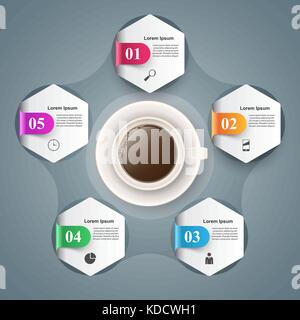 Cup of coffee, tea - business infographic. Stock Vector