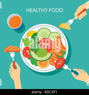 healthy food concept flat design Stock Vector