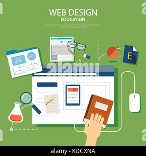 education website development project design concept Stock Vector