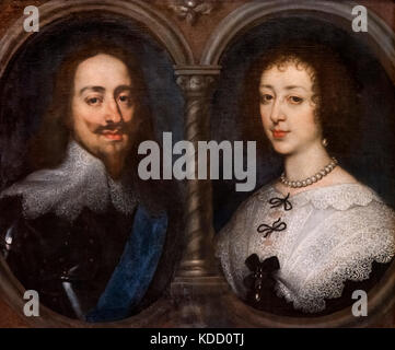Charles I and Henrietta Maria. Portrait of King Charles I of England and his wife Queen Henrietta Maria, by Anthony Van Dyck