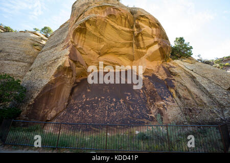 old and new graffiti on newpaper rock in canyonlands national park, utah Stock Photo