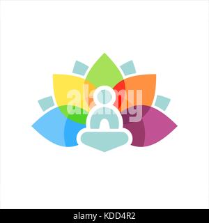 Colorful Lotus Aura Yoga Meditation Stock Photo