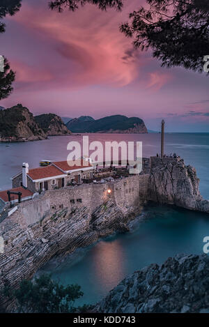 PETROVAC, MONTENEGRO - SEPTEMBER 30, 2017: Old Venetian Castello Fortress is the main attraction of the Montenegrin town of Petrovac. Stock Photo