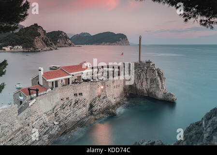PETROVAC, MONTENEGRO - SEPTEMBER 30, 2017: Old Venetian Castello Fortress is the main attraction of the Montenegrin town of Petrovac. Stock Photo