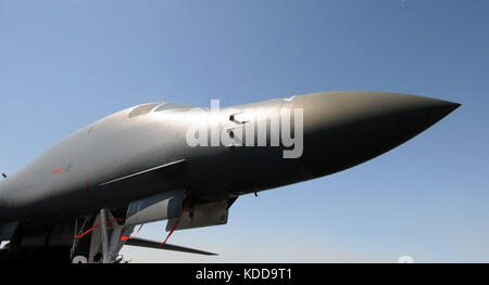 Moder air force strategic nuclear bomber nose view Stock Photo