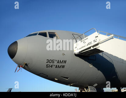 MIAMI - NOVEMBER 3: US Air Force KC-10 fuel tanker stops over at Homestead Air Reserve base on November 2, 2012 between missions. The base is located  Stock Photo