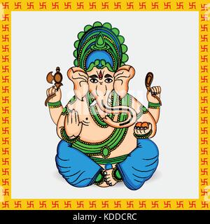 illustration of Hindu Festival Karva Chauth background Stock Vector