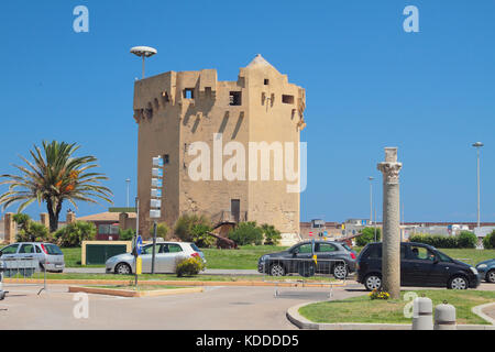 Ancient tower. Porto-Torres, Italy Stock Photo