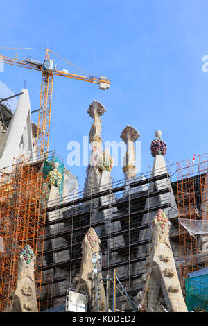 Detail from Antoni Gaudi's La Sagrada Familia during construction. Barcelona, Catalunya, Spain Stock Photo