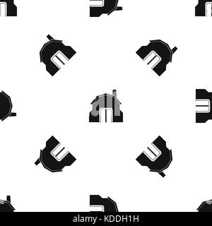 Blacksmith workshop building pattern seamless black Stock Vector