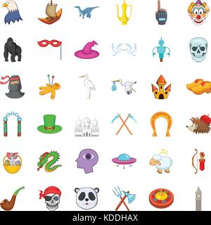 Fantasy icons set, isometric style Stock Vector