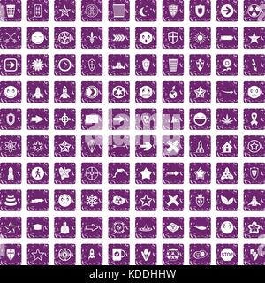 100 logotype icons set grunge purple Stock Vector