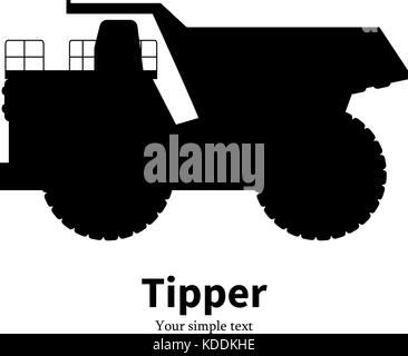 Vector illustration black silhouette dump truck Stock Vector