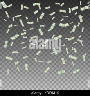 Vector illustration cartoon paper money falling Stock Vector