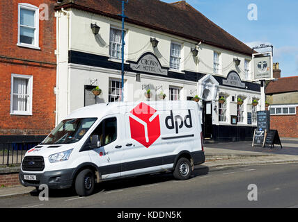 DPD delivery van outside the Crown Hotel, Alton, Hampshire, England UK Stock Photo