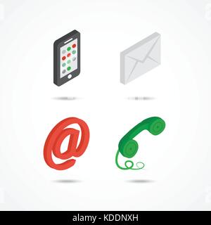Contact isometric icons 3d vector illustration Stock Vector