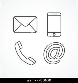 Contact Line Icons Stock Vector