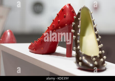 Olympia in London holds the Chocolate Show London till 15th October 2017 - Chocolate Shoes Stock Photo